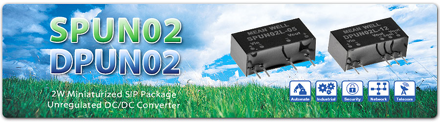 SPUN02/DPUN02 系列 2W超小型SIP封装非稳压灌胶模块DC/DC转换器